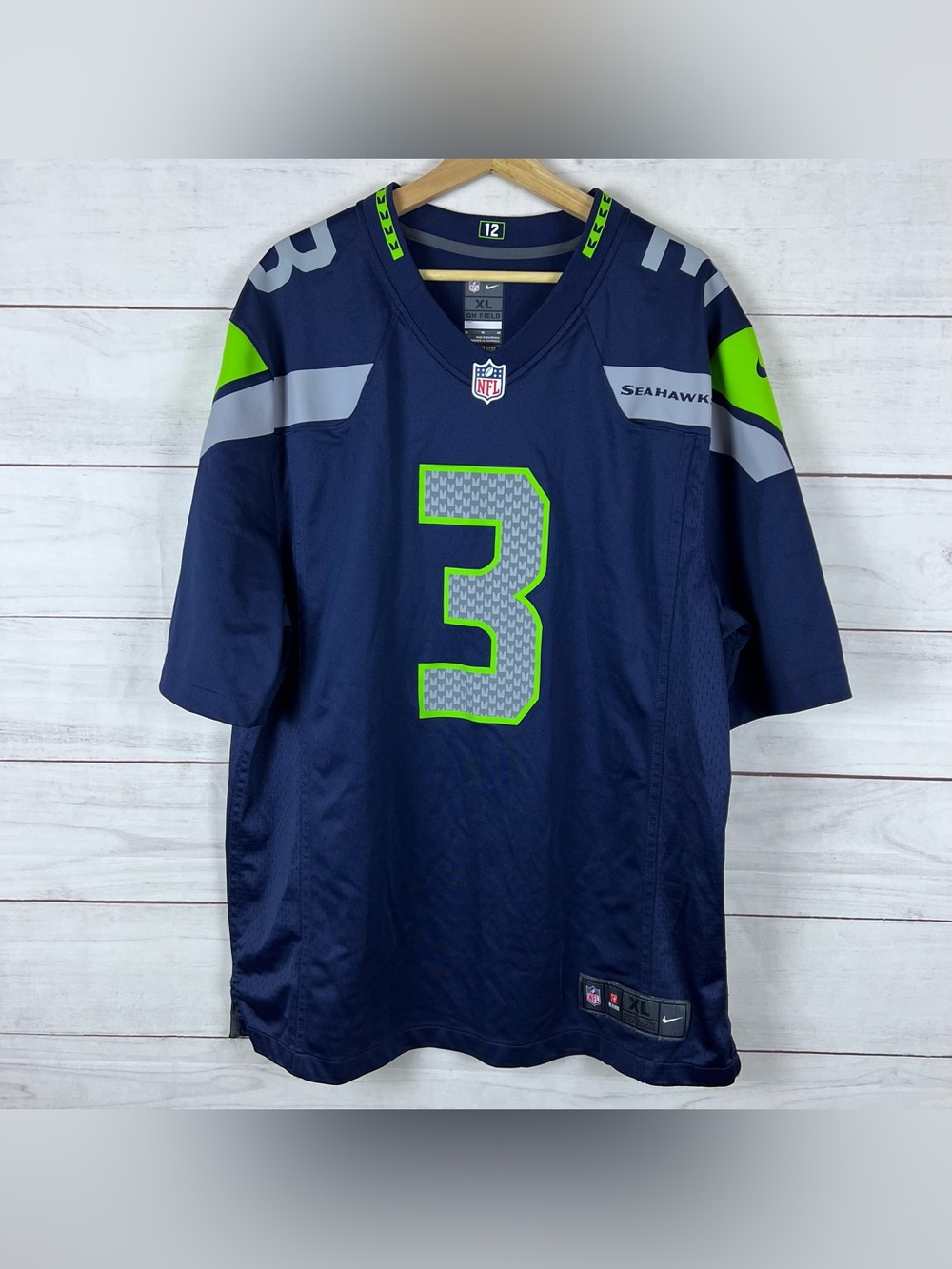 Seattle Seahawks Russell Wilson #3 Authentic Nike Size XL Blue Jersey